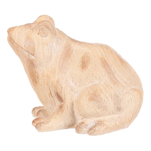 Žába - figurka z polyresinu, větší, imitace dřeva