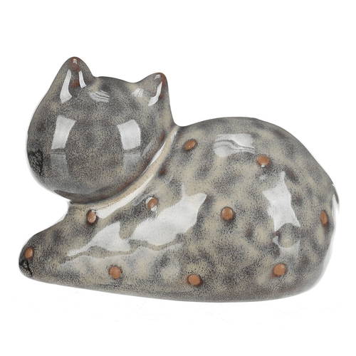 Kočka - keramická figurka, ležící, vel. S, hnědá
