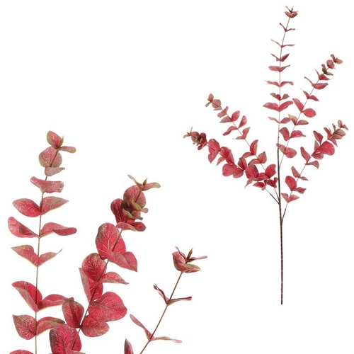 Eukalyptus - umělá větev, velké listy, 110 cm, červený
