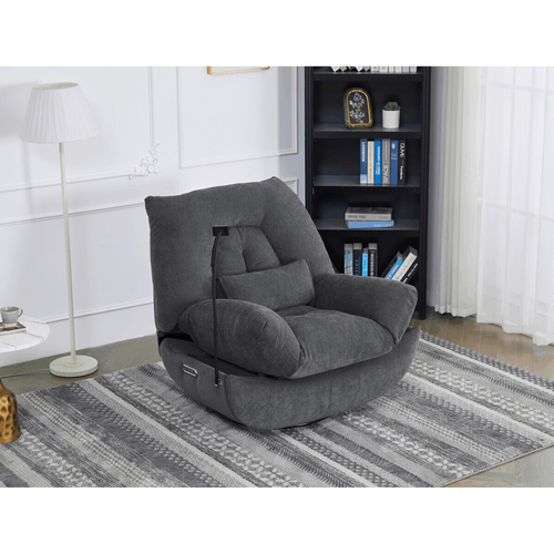 Polohovací křeslo, elektrické zabudované ovládání, šedá, látka, TV-7089 GREY2