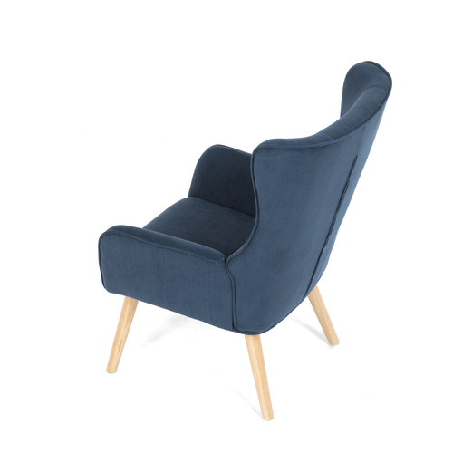 Křeslo ušák, modrá, manšestrová látka, AK-314 BLUE2