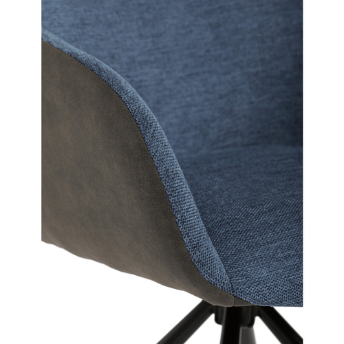 Jídelní židle otočná 180°, modrá, látka, DCH-Y1143 BLUE2