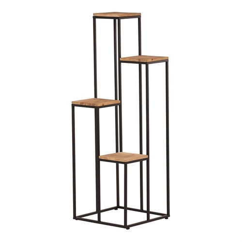 Stojan na květiny - 4 patrový, kov a dřevěná deska