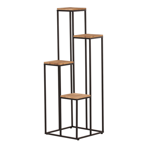 Stojan na květiny - 4 patrový, kov a dřevěná deska