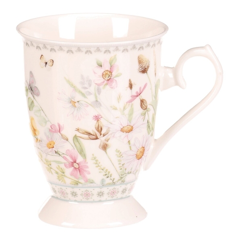 Hrnek malovaný - porcelán, dárková dóza, motiv rozkvetlé louky