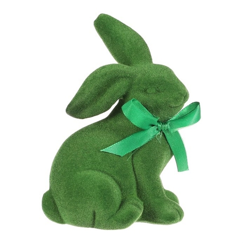 Zajíc - keramická figurka, semišový povrch, vel. S, zelená