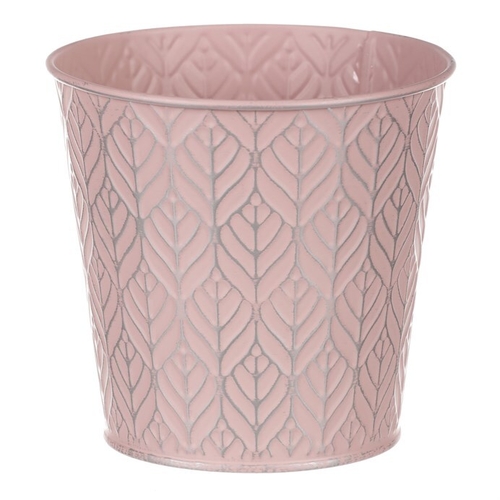 Obal kovový - kulatý, stříbrný vzor, barva růžová