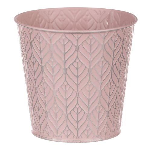 Obal kovový - kulatý, stříbrný vzor, barva růžová