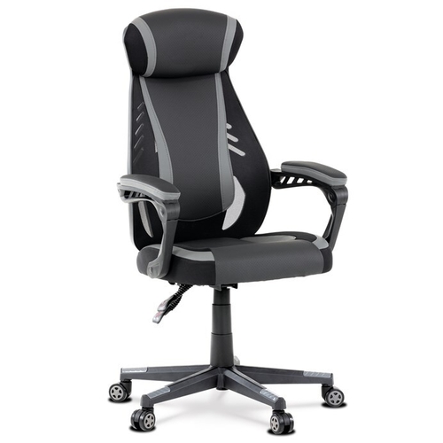 Herní křeslo, houpací mechanismus, šedá ekokůže, KA-Y213 GREY