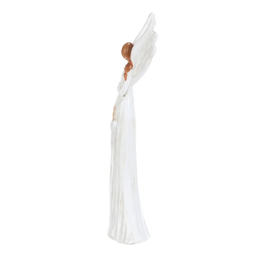 Anděl - figurka z polyresinu, imitace dřeva, vel. L, bílý