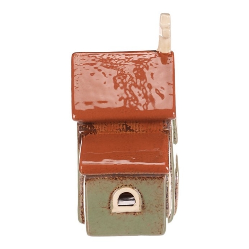 Domeček keramický - kostelík, na čajovou svíčku, zelený