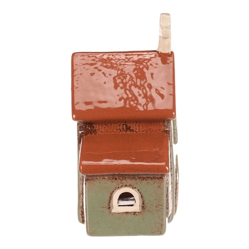 Domeček keramický - kostelík, na čajovou svíčku, zelený