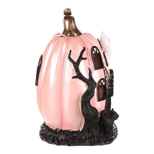 Domeček dýňový - polyresin, pro Halloween, LED osvětlení