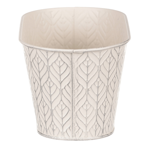 Obal kovový - truhlík, stříbrný vzor, barva krémová