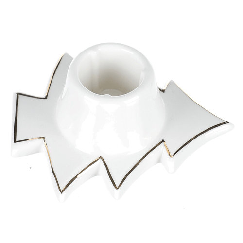 Svícen na kónickou svíčku - porcelán, tvar stromku, bílý