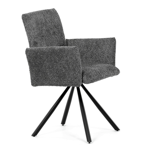 Jídelní židle otočná 180°, šedá, látka bouclé, DCH-W1117 GREY2