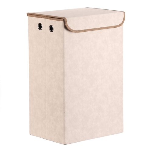 Koš prádelní - látkový s víkem, krémová barva