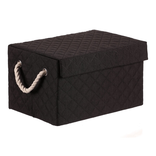 Koš regálový - látkový s uchy, hranatý, černý