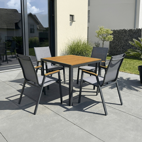 Zahradní stůl 90x90cm, kov, polywood, hnědá, AZT-S1209 OAK