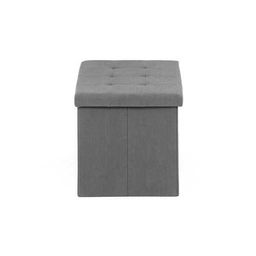 Taburet s úložným prostorem, šedá, manšestrová látka, TAB-472 GREY6