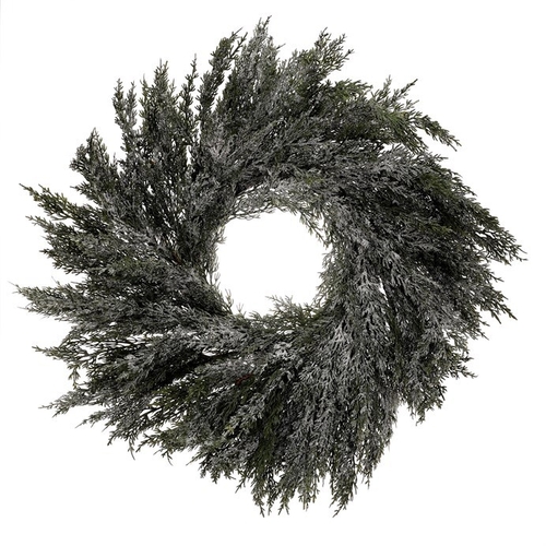 Věnec z túje - umělý, pr. 70 cm, zelený, ojíněný