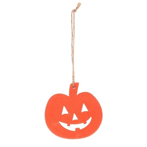 Dýně s obličejem na pověšení - dřevo, mix 2 barev, cena za balení (8 ks)