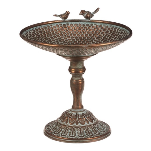 Stojan kovový - 29 cm, aranžovací, s ptáčky, měděný