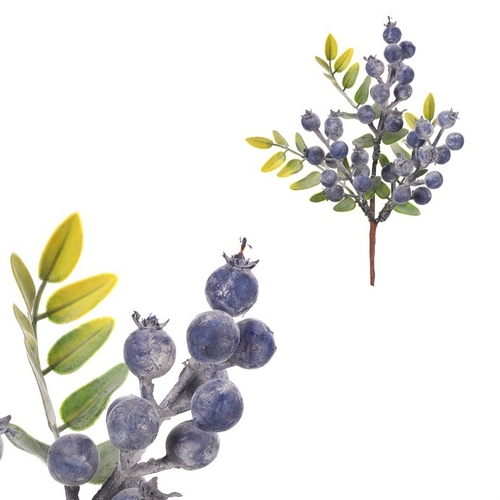 Bobule modré - umělý trs s lístky