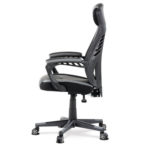 Herní křeslo, houpací mechanismus, šedá ekokůže, KA-Y213 GREY