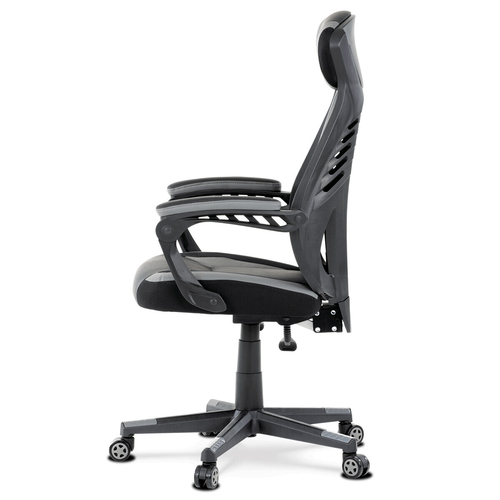Herní křeslo, houpací mechanismus, šedá ekokůže, KA-Y213 GREY