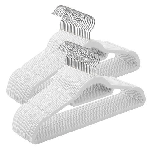 Sametová ramínka, plast, bílá, set 50 ks, ASR-E1020 WT