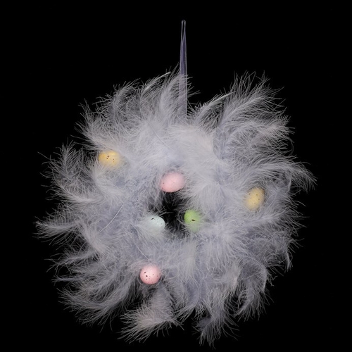 Věnec z peří - pr. 25 cm, barva modrá