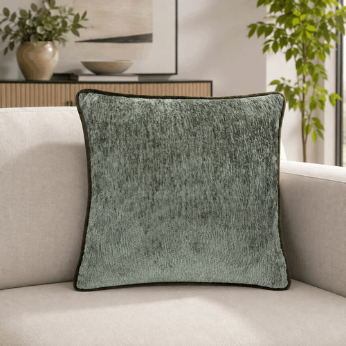 Polštář s výplní - zelený s lemováním, 100% polyester, 50 x 50 cm