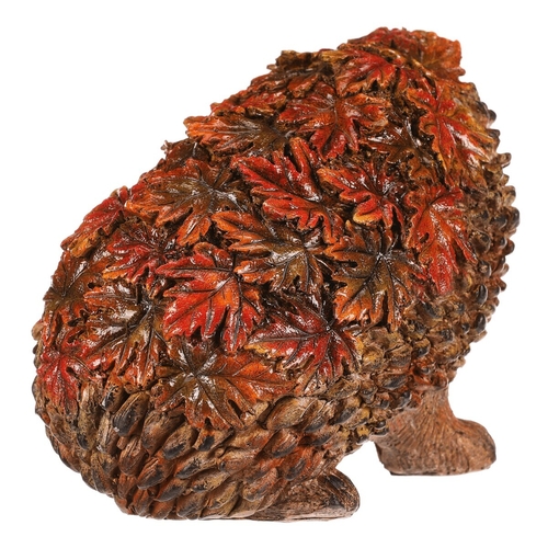 Ježek s barevnými lístky - polyresin, oranžovo-hnědý