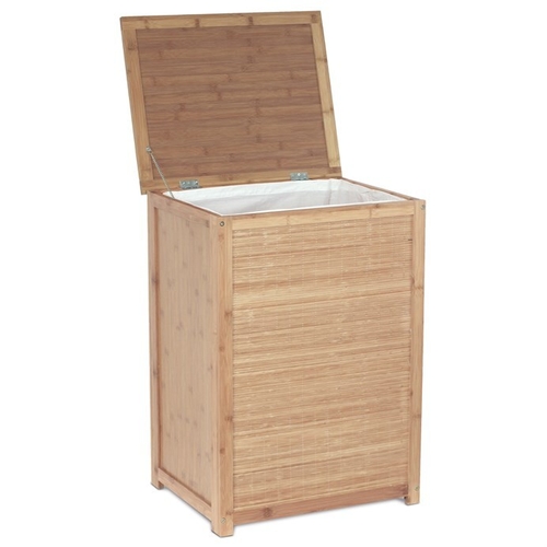 Koš na prádlo s textilní vložkou, masiv bambus, přírodní odstín