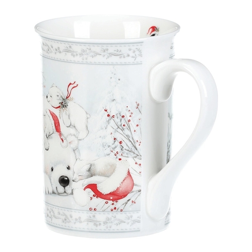 Hrnek porcelánový - 320 ml, dárkové balení, zimní krajina s ledními medvědy