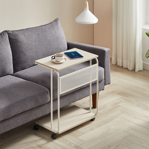 Odkládací stolek 55x32x66cm, mdf, bělený dub, AKF-E1012 CRM