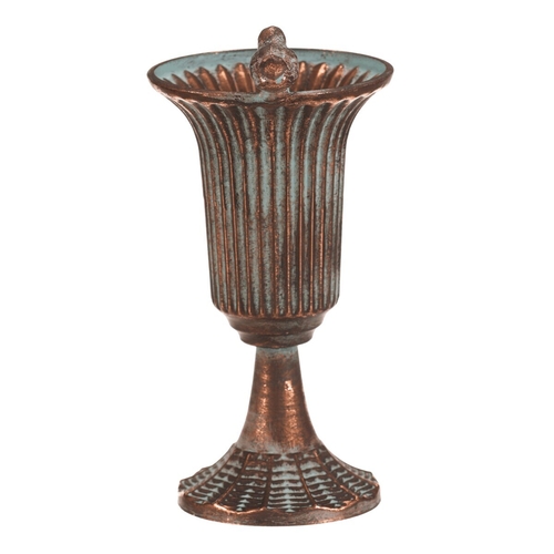 Číše kovová - 25 cm, s ptáčkem, barva měděná