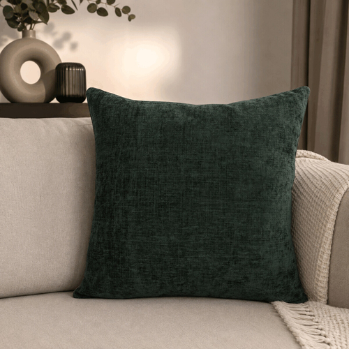 Polštář s výplní - tmavě zelený, 100% polyester, 45 x 45 cm