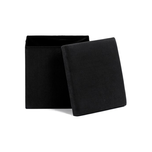 Taburet s úložným prostorem, černá, manšestrová látka, TAB-471 BK6