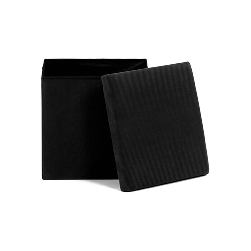 Taburet s úložným prostorem, černá, manšestrová látka, TAB-471 BK6