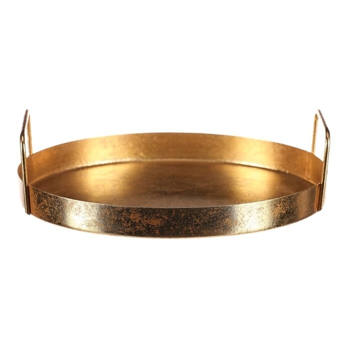 Tác kovový s uchy - kulatý tvar, barva zlatá