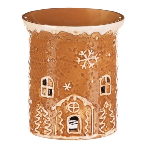 Aromalampa perníková - keramika, s domkem, hnědá