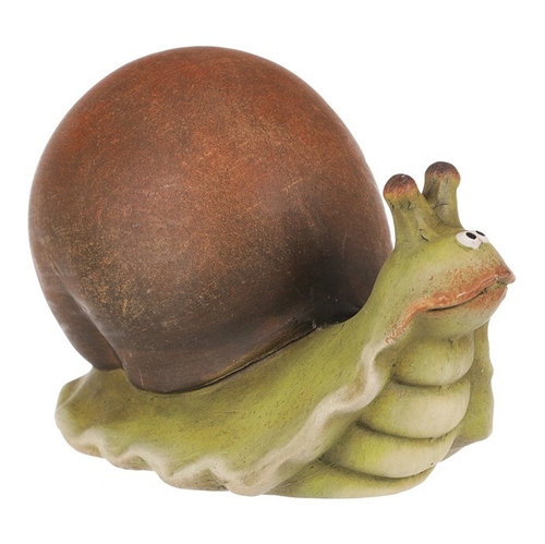 Šnek - keramická figurka, vel. M, zeleno-hnědý