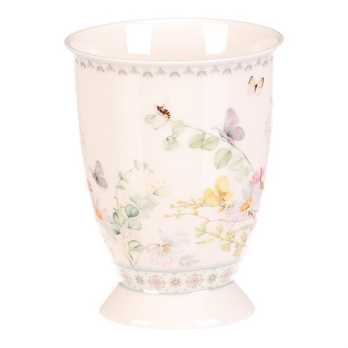 Hrnek malovaný - porcelán, dárková dóza, motiv rozkvetlé louky