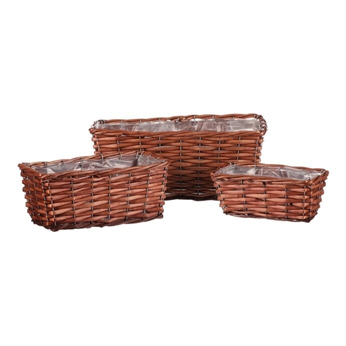 Truhlík proutěný - hranatý, světle hnědý, cena za sadu 3 ks