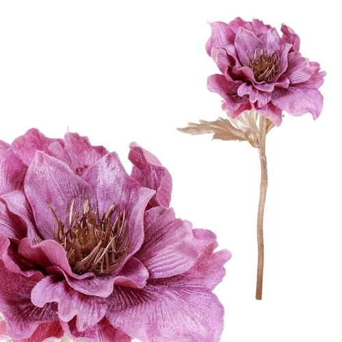 Sasanka - umělá řezaná květina, fialová se třpytkami