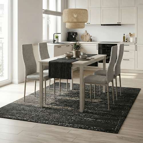 Jídelní set s 4 židlemi, 110x70x75cm, mdf, travertin, ASE-1039 CRM2