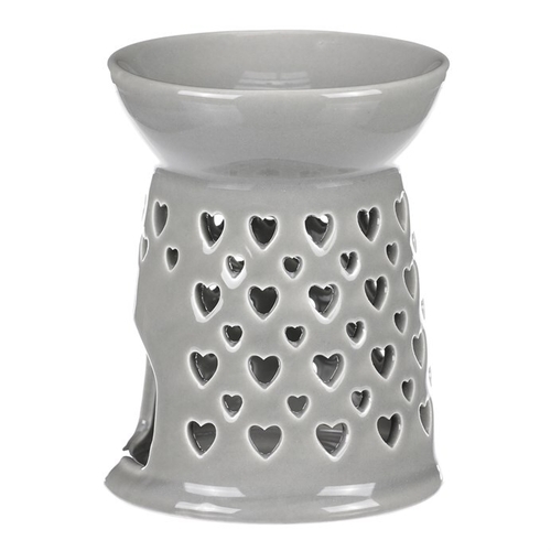 Aromalampa - porcelánová, se srdíčky, barva šedá