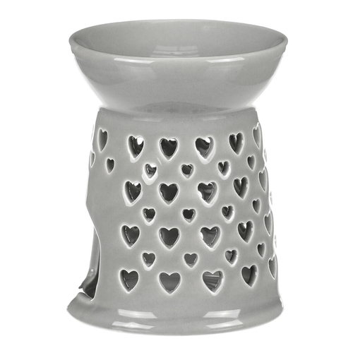 Aromalampa - porcelánová, se srdíčky, barva šedá